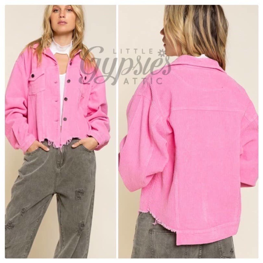 POL PLUS Basic Vintage PINK Corduroy Jacket - Picture 6 of 11
